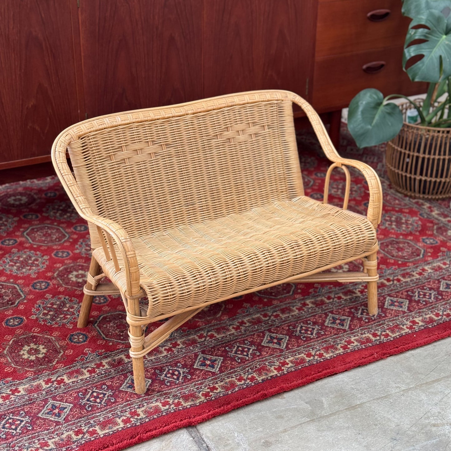 Vintage two seater cane dolls/toddler chair