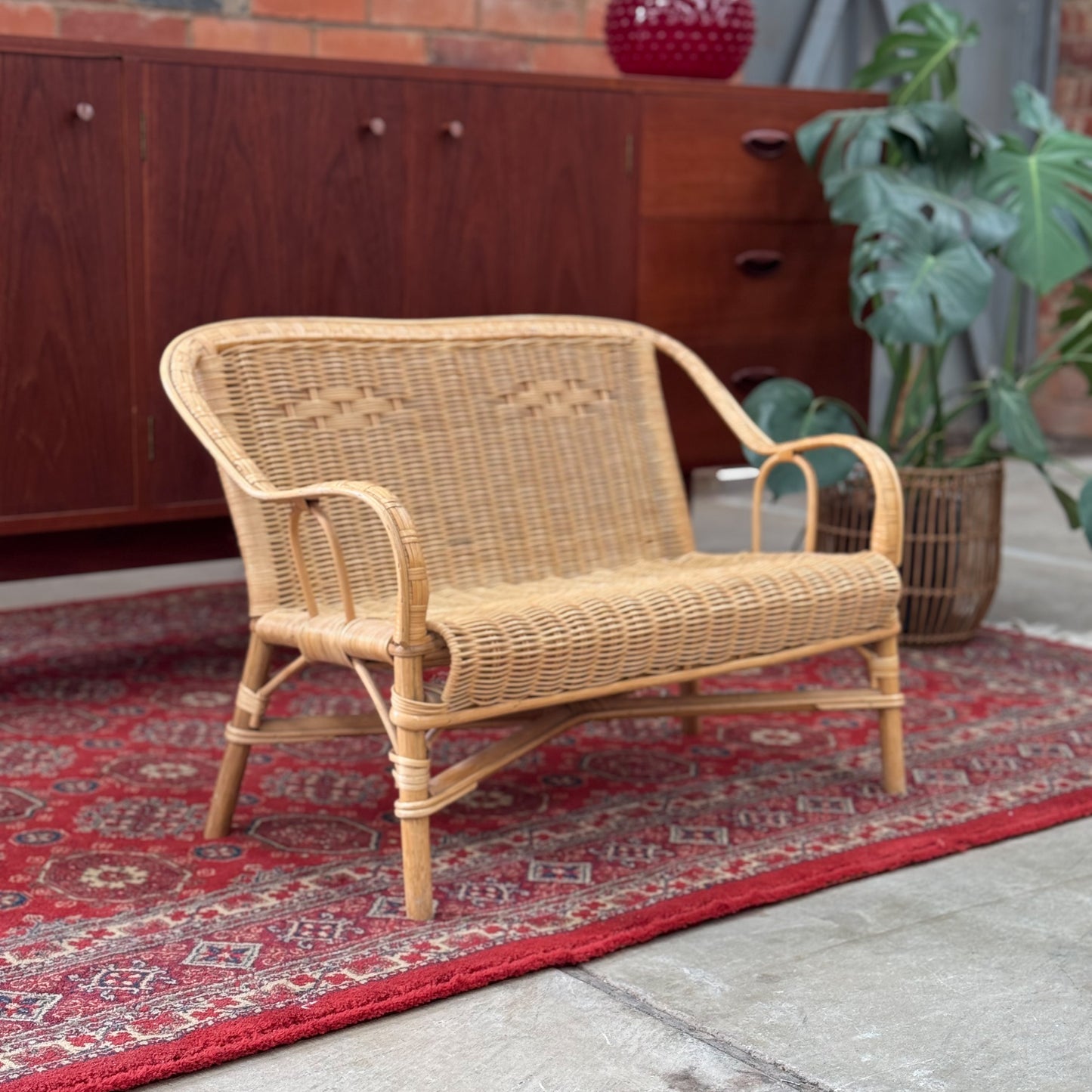 Vintage two seater cane dolls/toddler chair