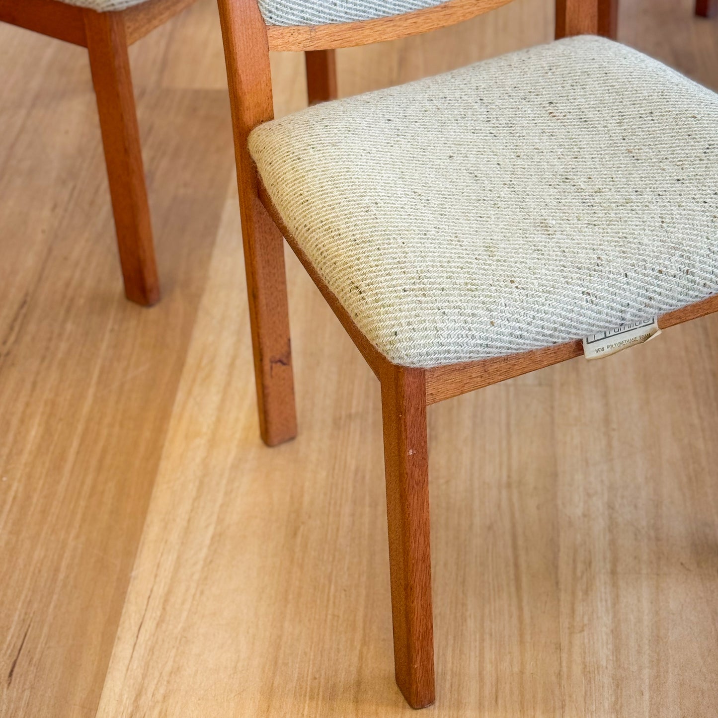 Set of six 1980s Parker solid oak dining chairs