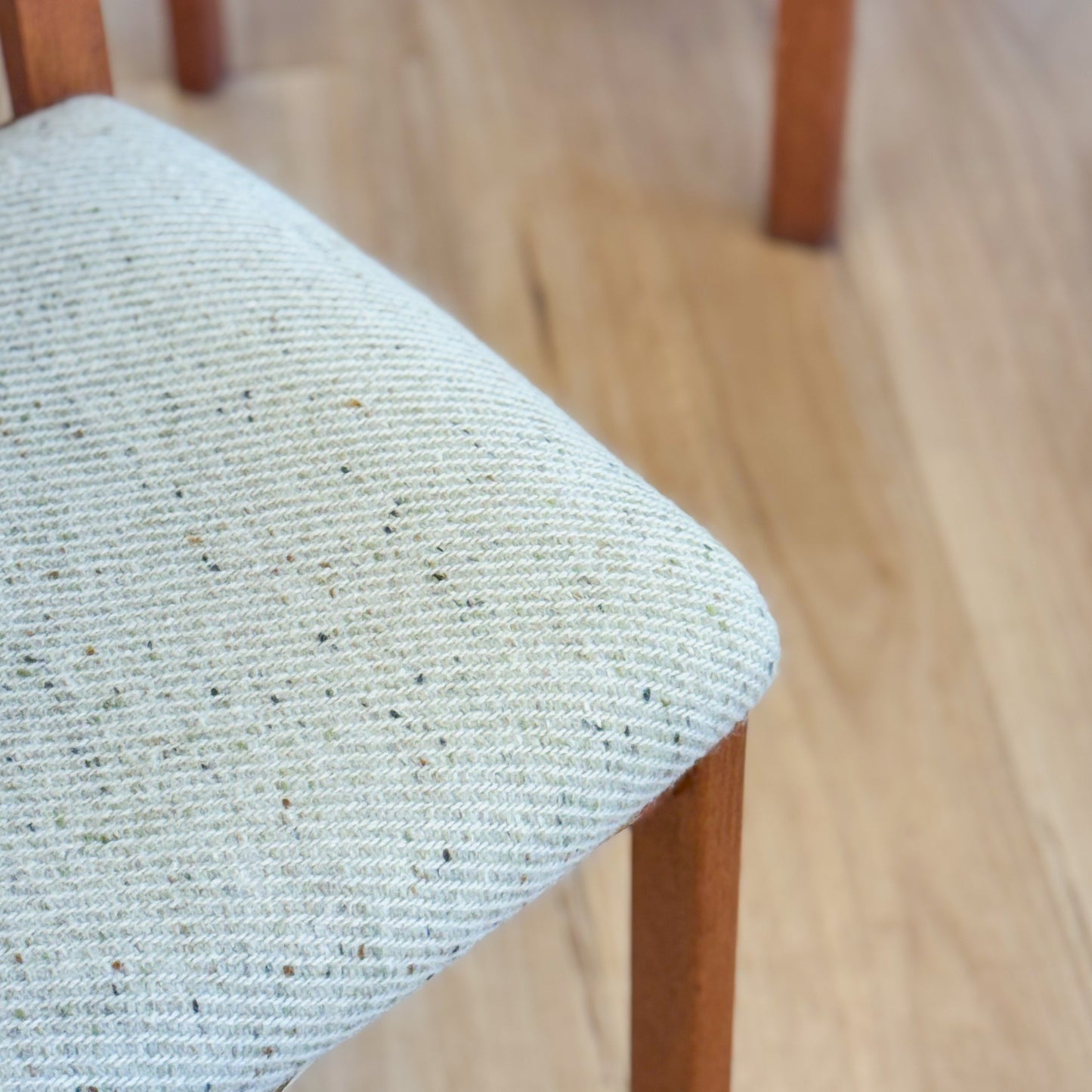 Set of six 1980s Parker solid oak dining chairs