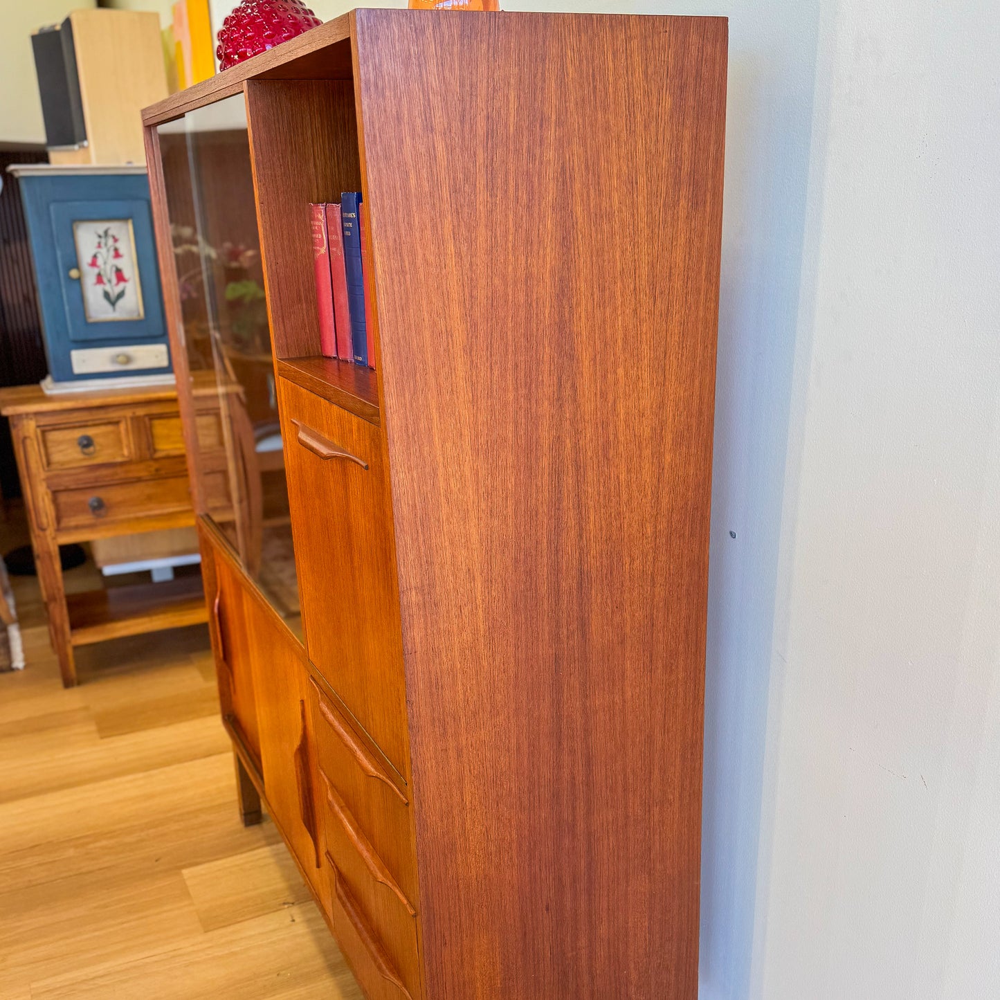 Mid century teak veneered bar cabinet