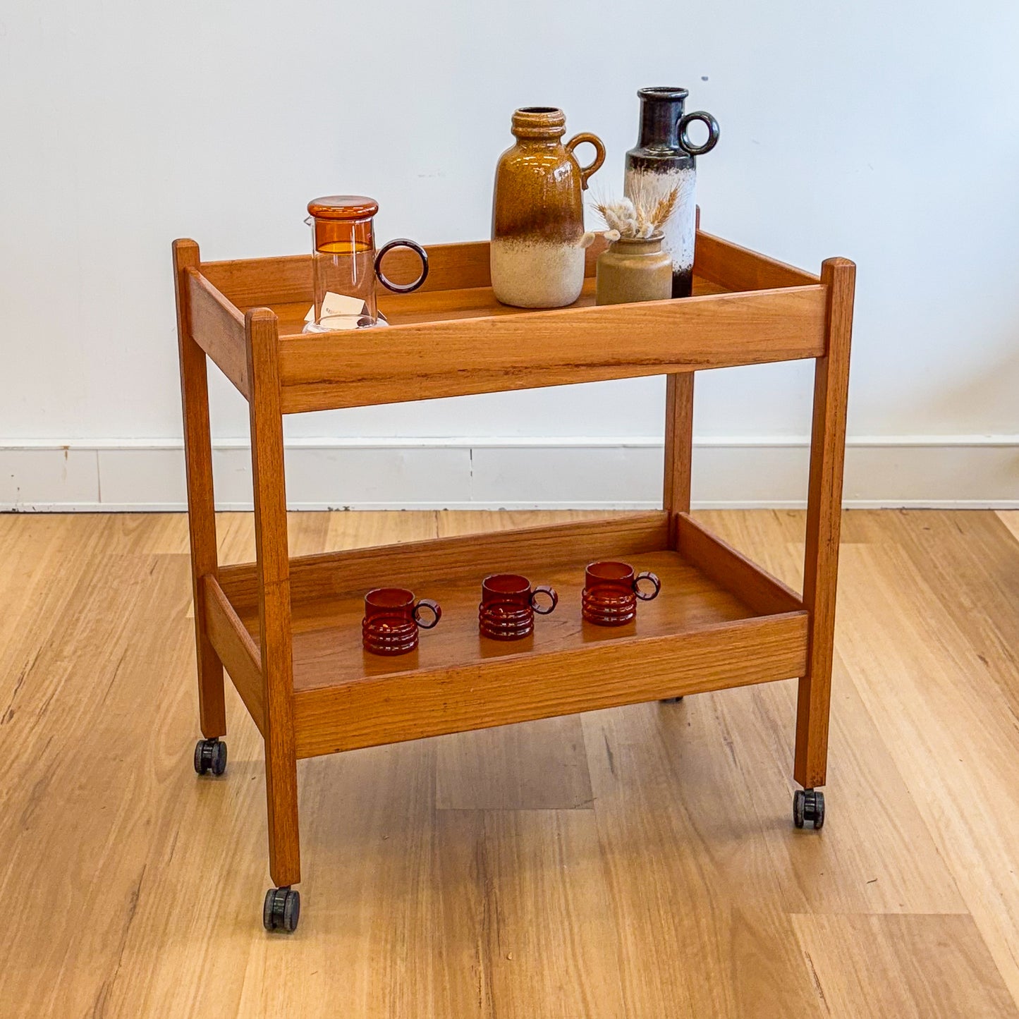 Mid century teak drinks trolley