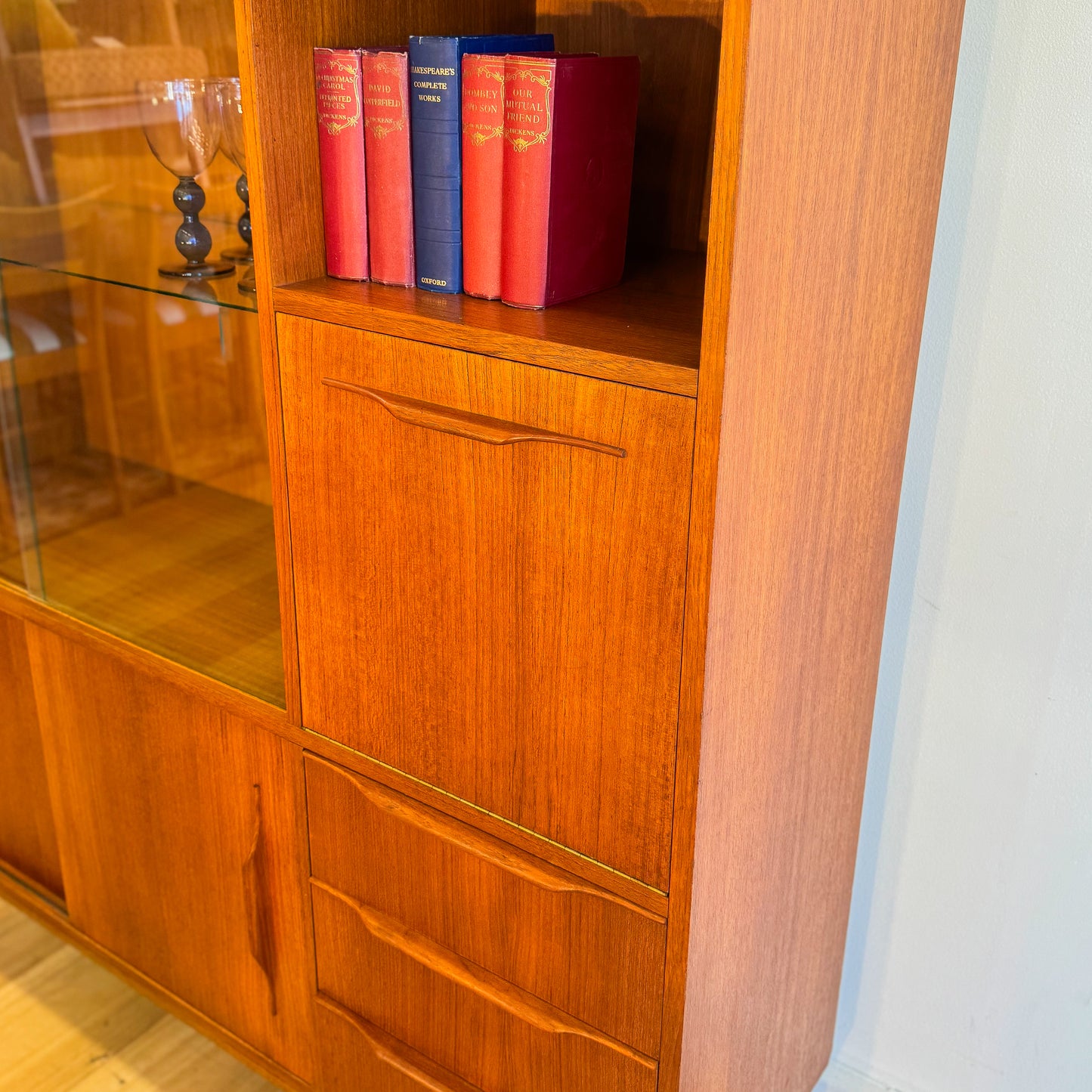 Mid century teak veneered bar cabinet