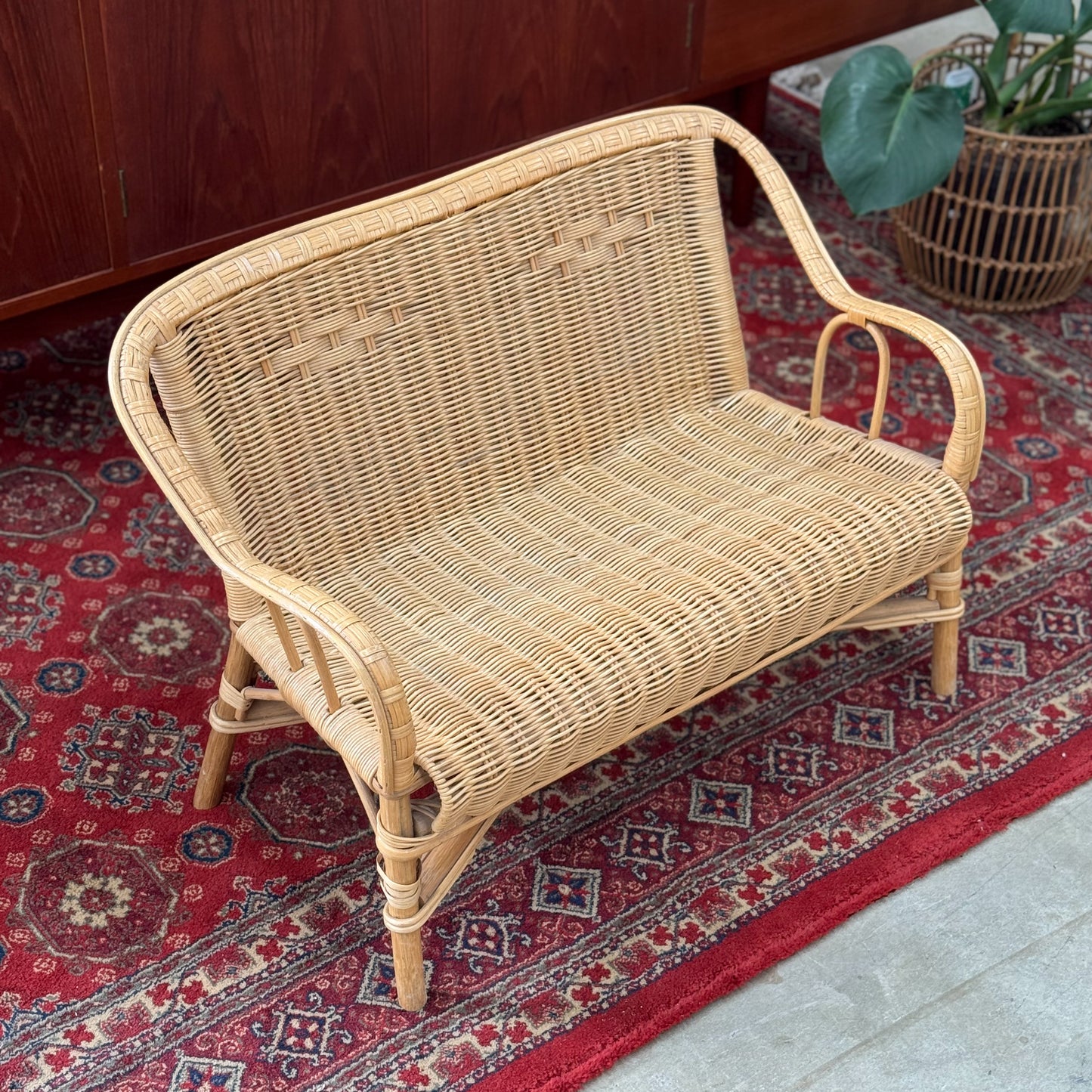 Vintage two seater cane dolls/toddler chair
