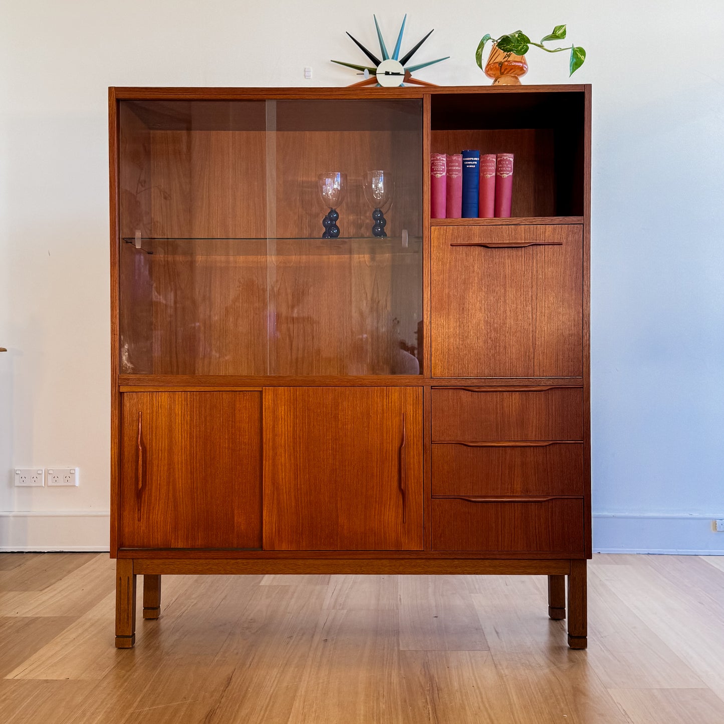 Mid century teak veneered bar cabinet