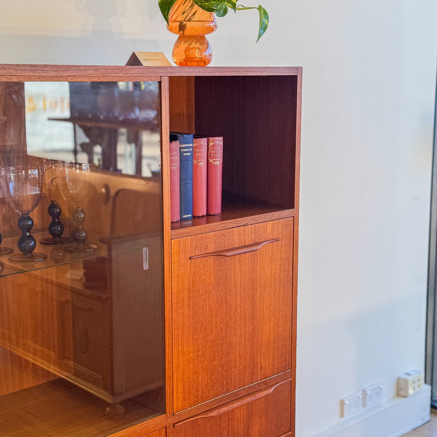 Mid century teak veneered bar cabinet