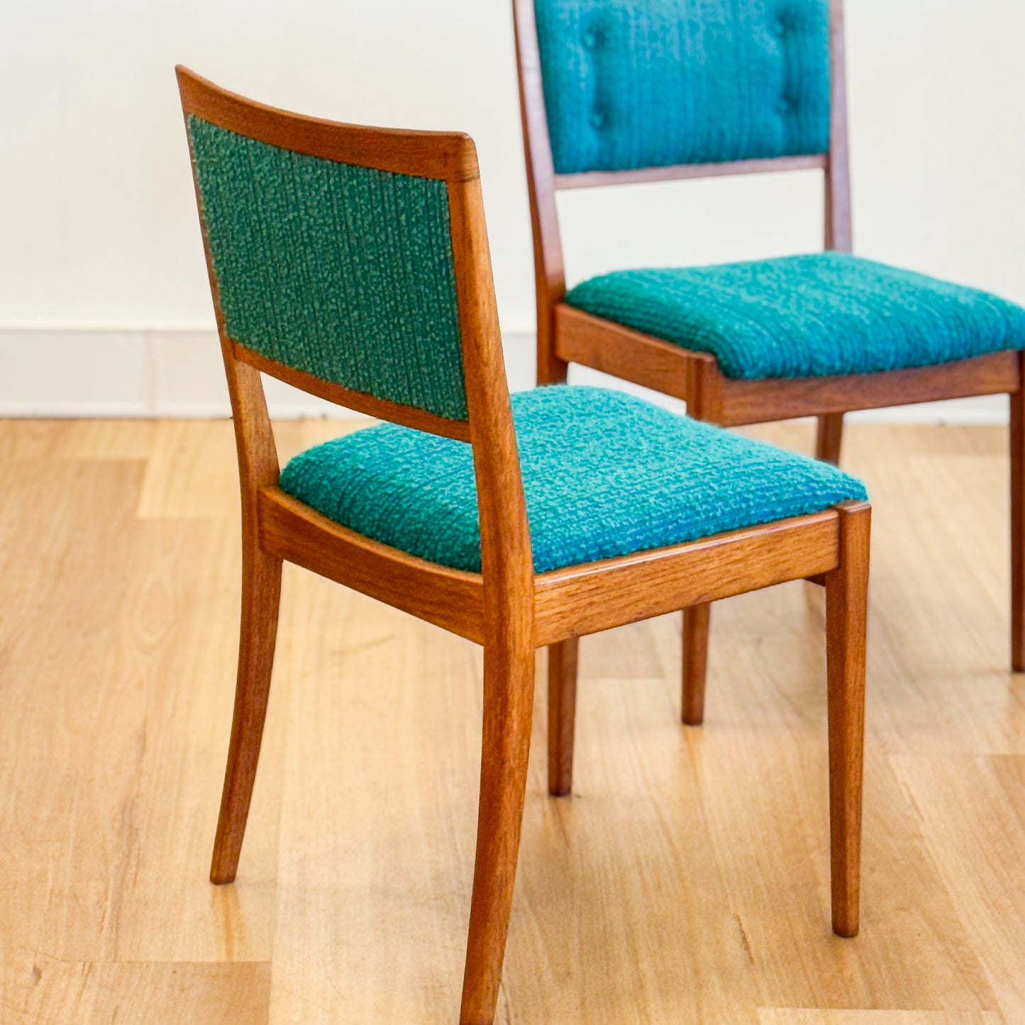 Set of two Parker teal dining chairs