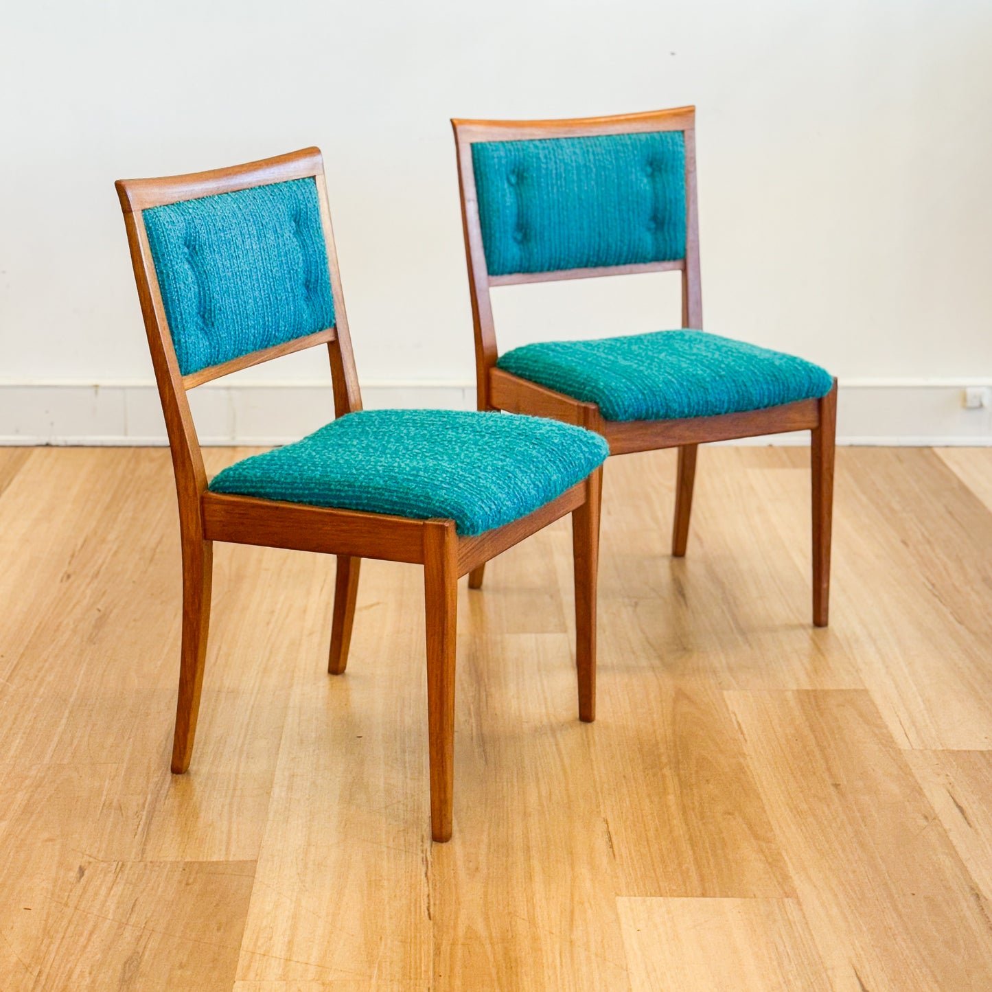 Set of two Parker teal dining chairs
