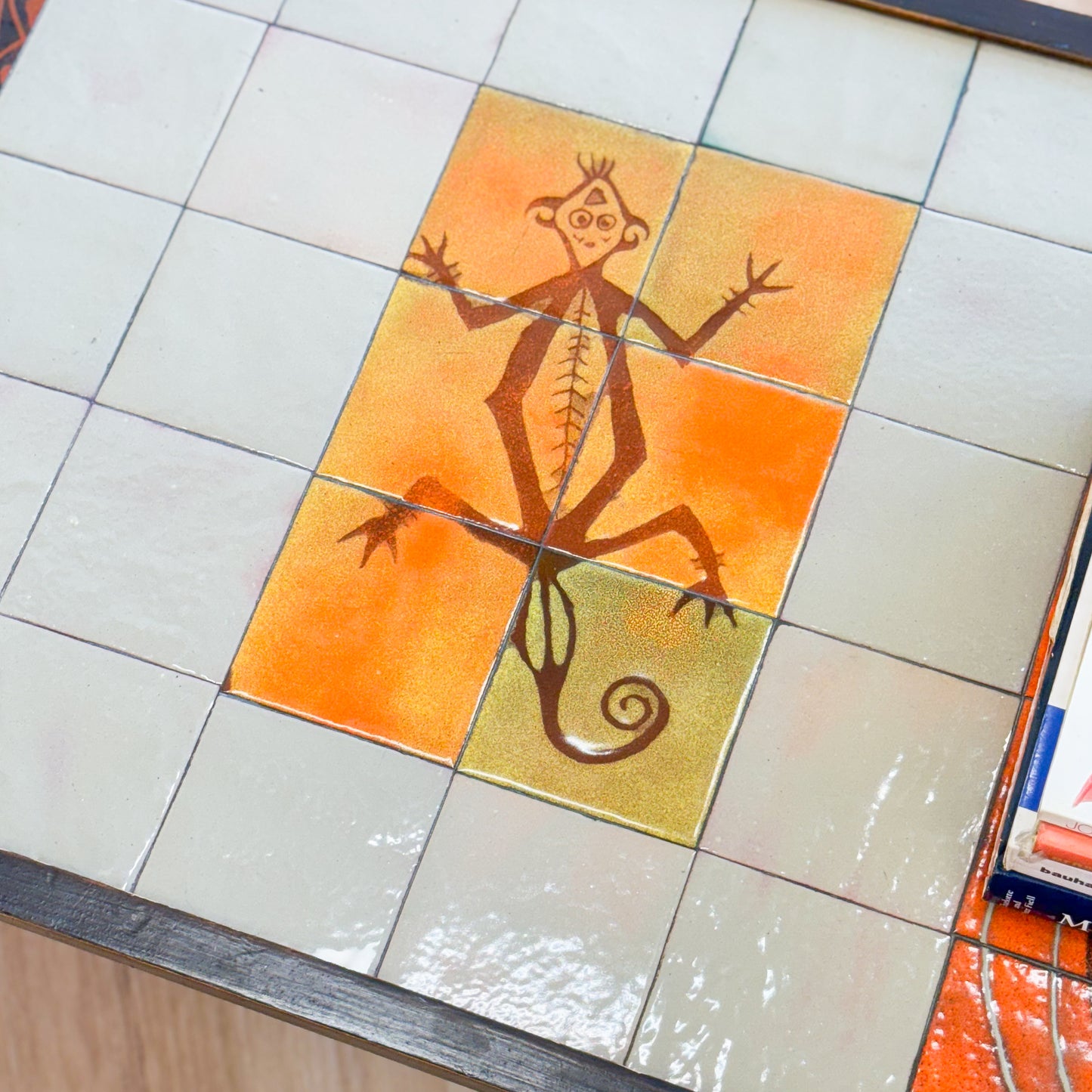 Goroka Teacher's College PNG Coffee Table With Tribal Design Tiled Top