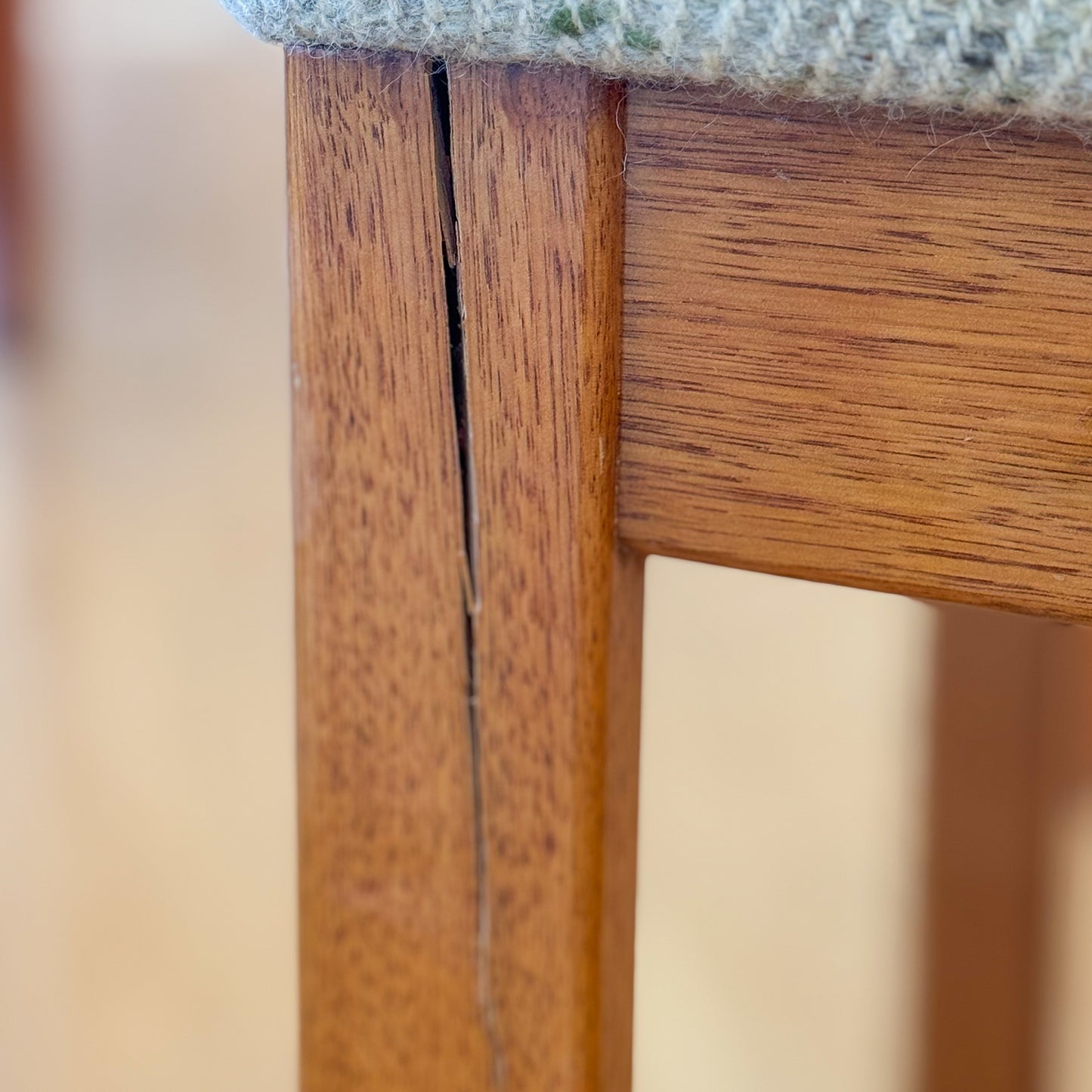 Set of six 1980s Parker solid oak dining chairs