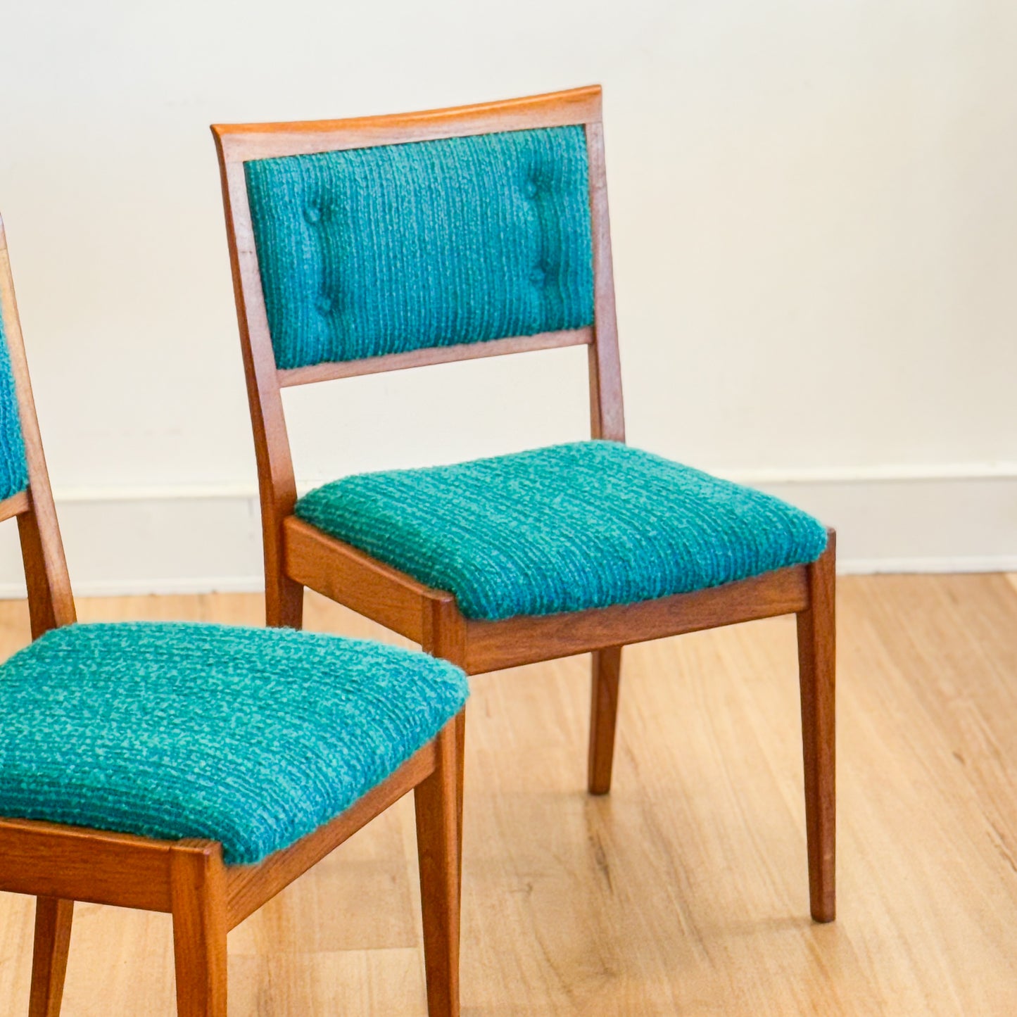 Set of two Parker teal dining chairs