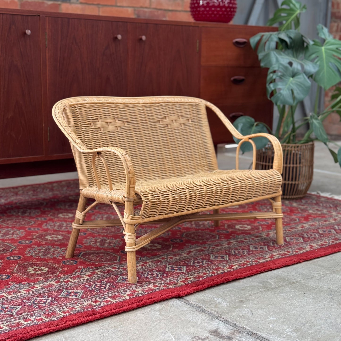 Vintage two seater cane dolls/toddler chair