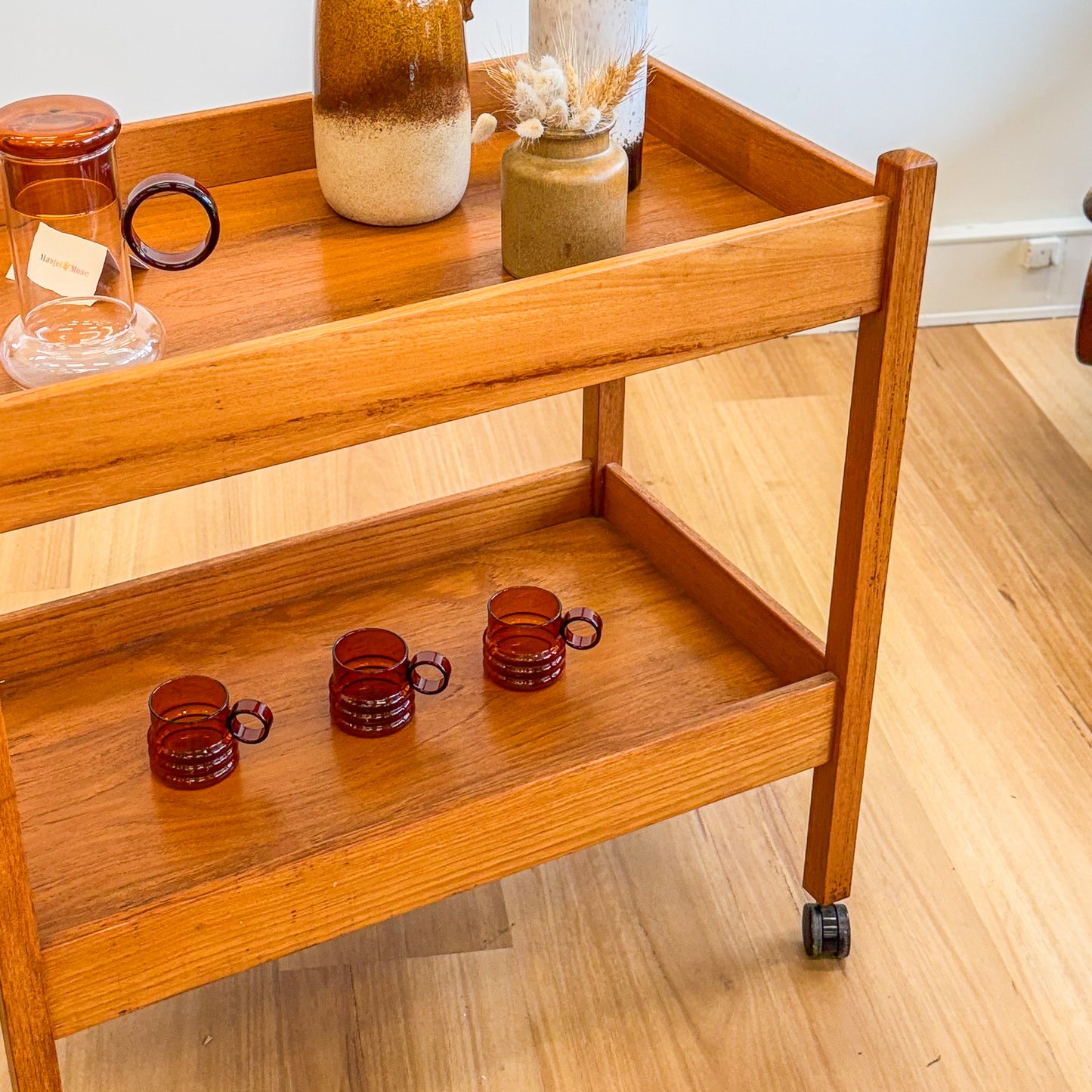 Mid century teak drinks trolley