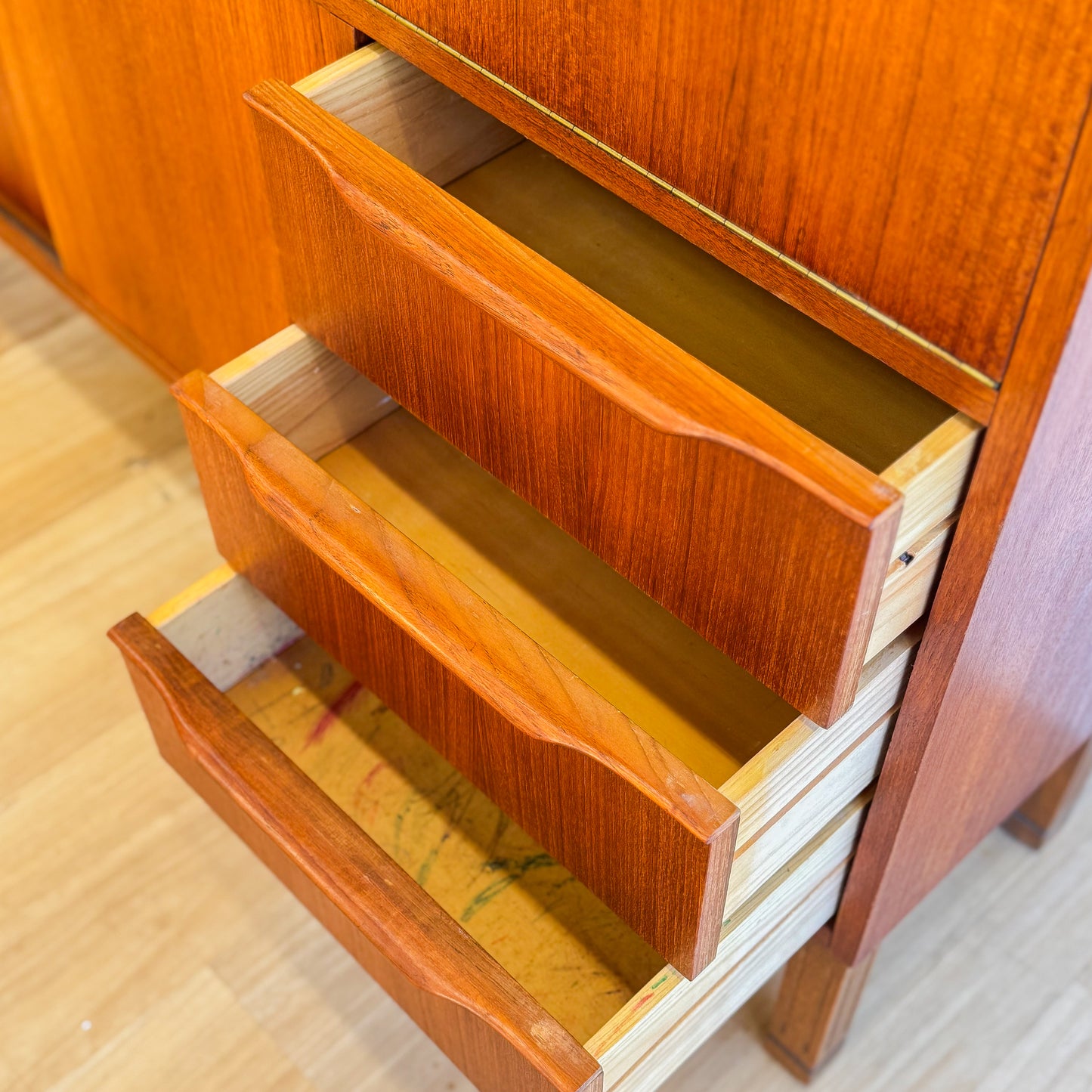 Mid century teak veneered bar cabinet