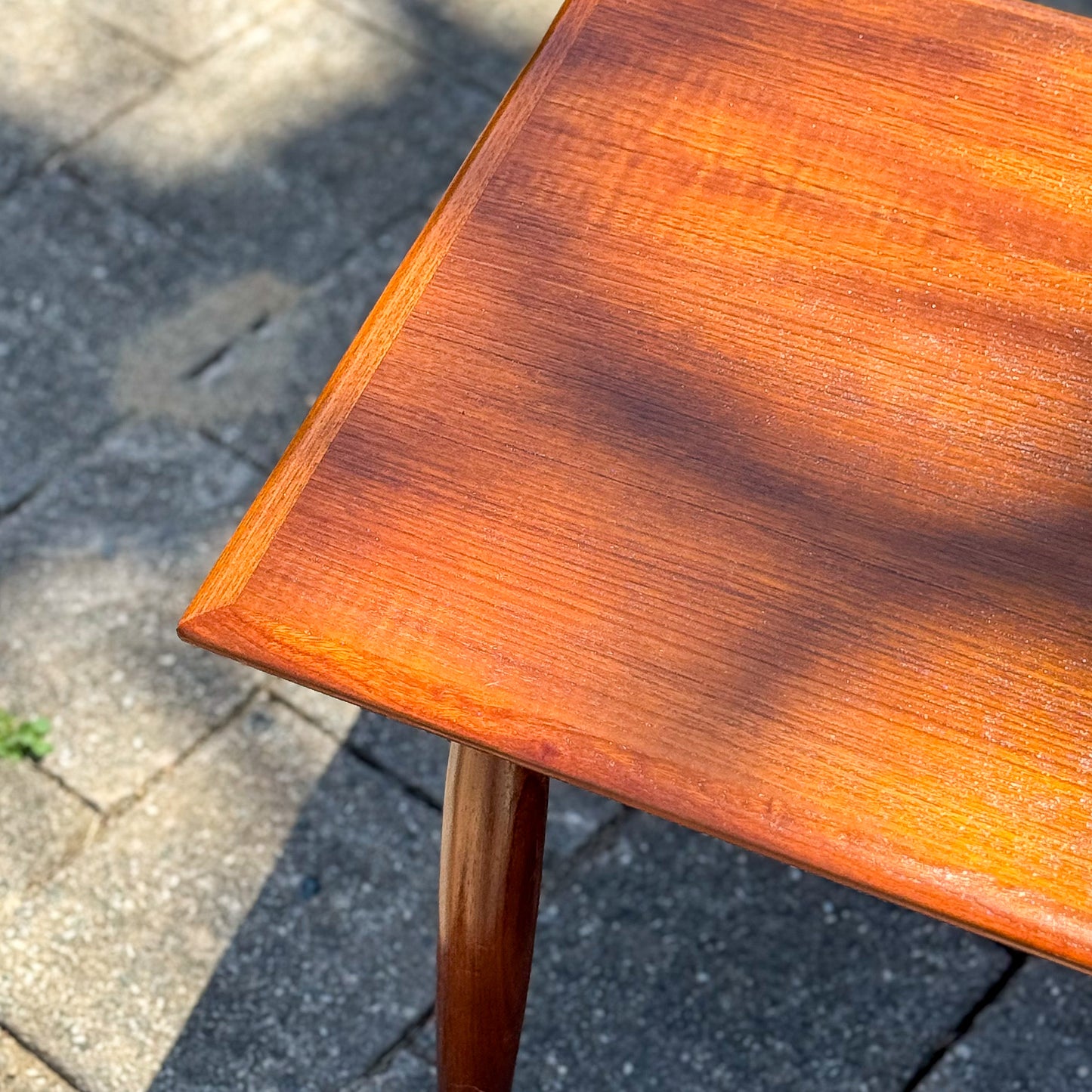 Parker Furniture teak side table with cigar legs