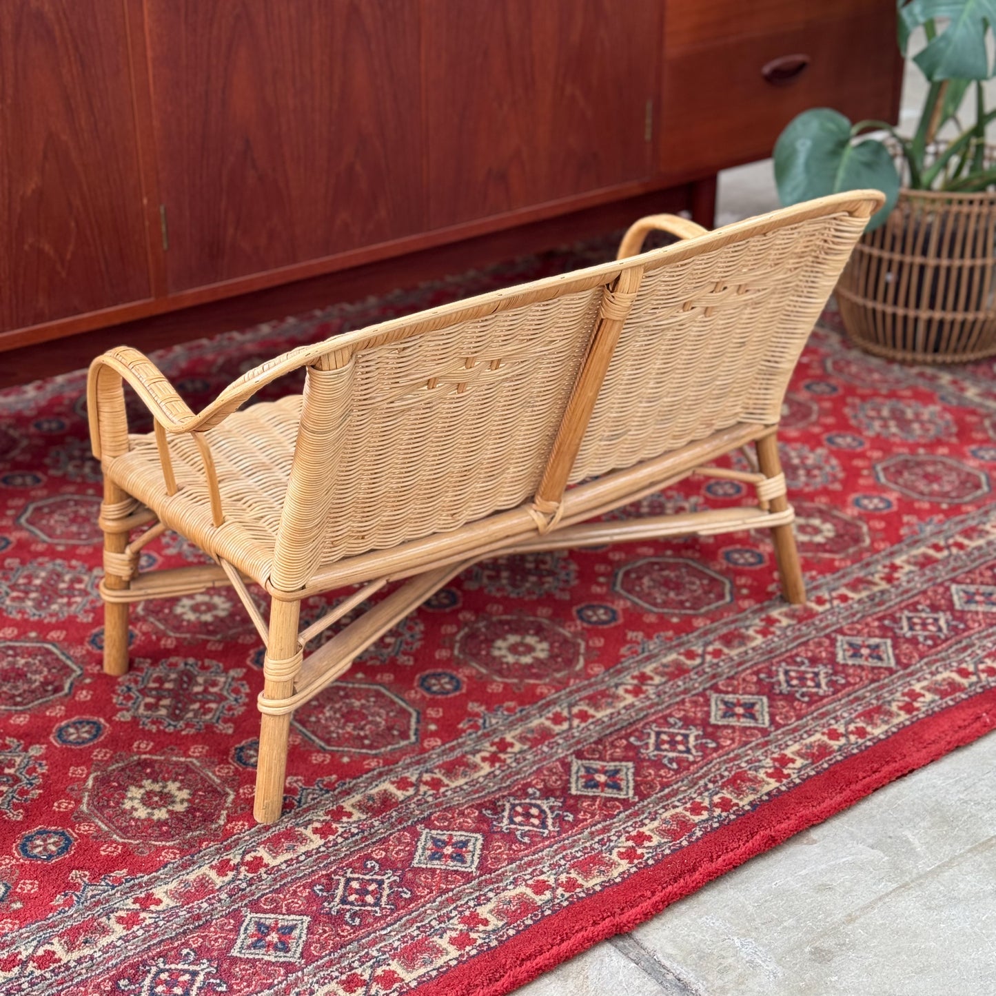 Vintage two seater cane dolls/toddler chair