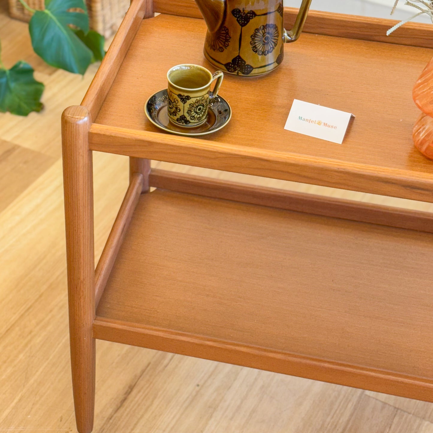 Vintage teak and veneer drinks trolley