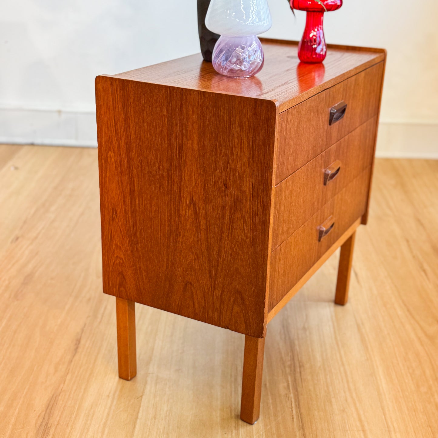 Mid century teak veneer bedside table