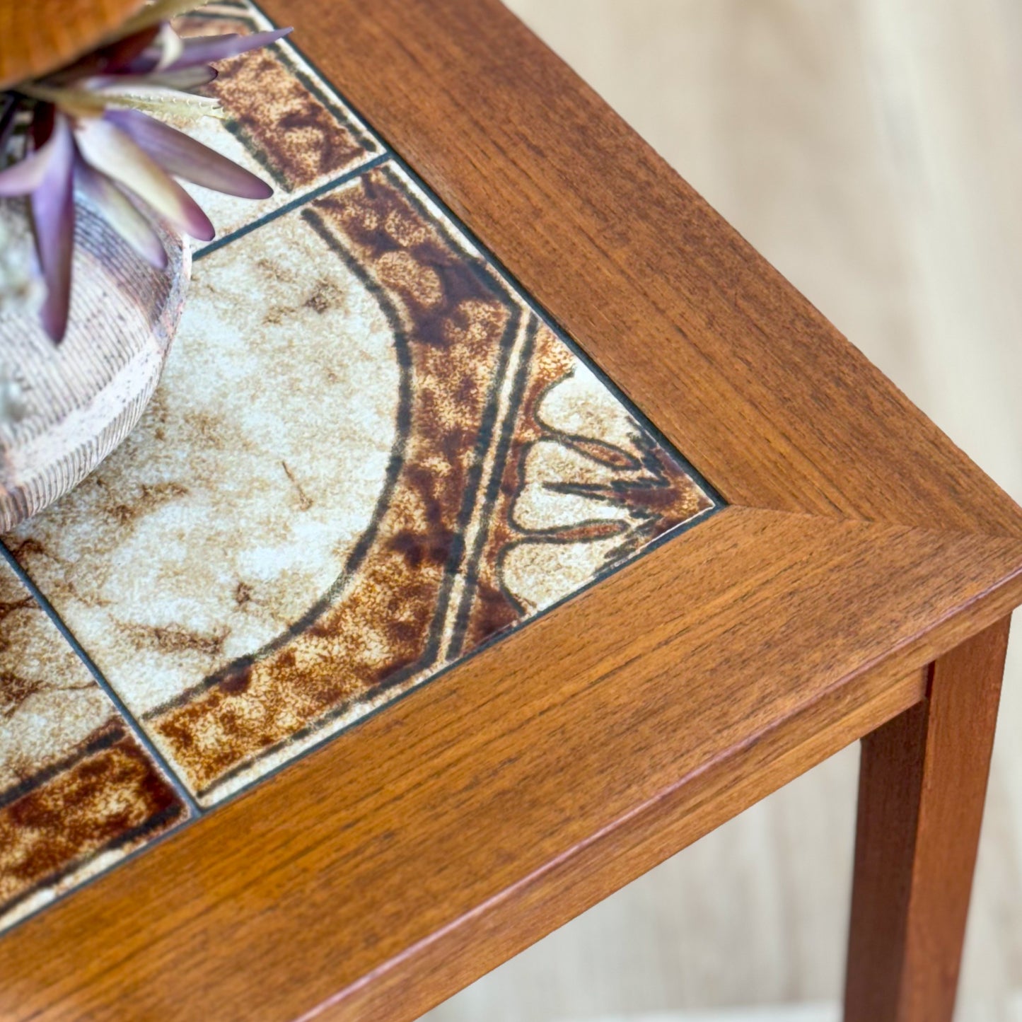 Mid century tiled top coffee / side table