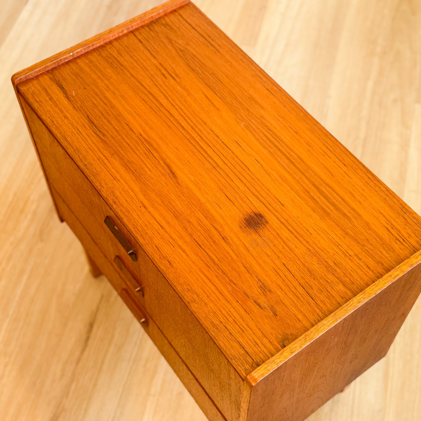 Mid century teak veneer bedside table