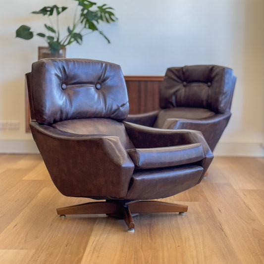 Milies Brown Vinyl Swivel armchairs