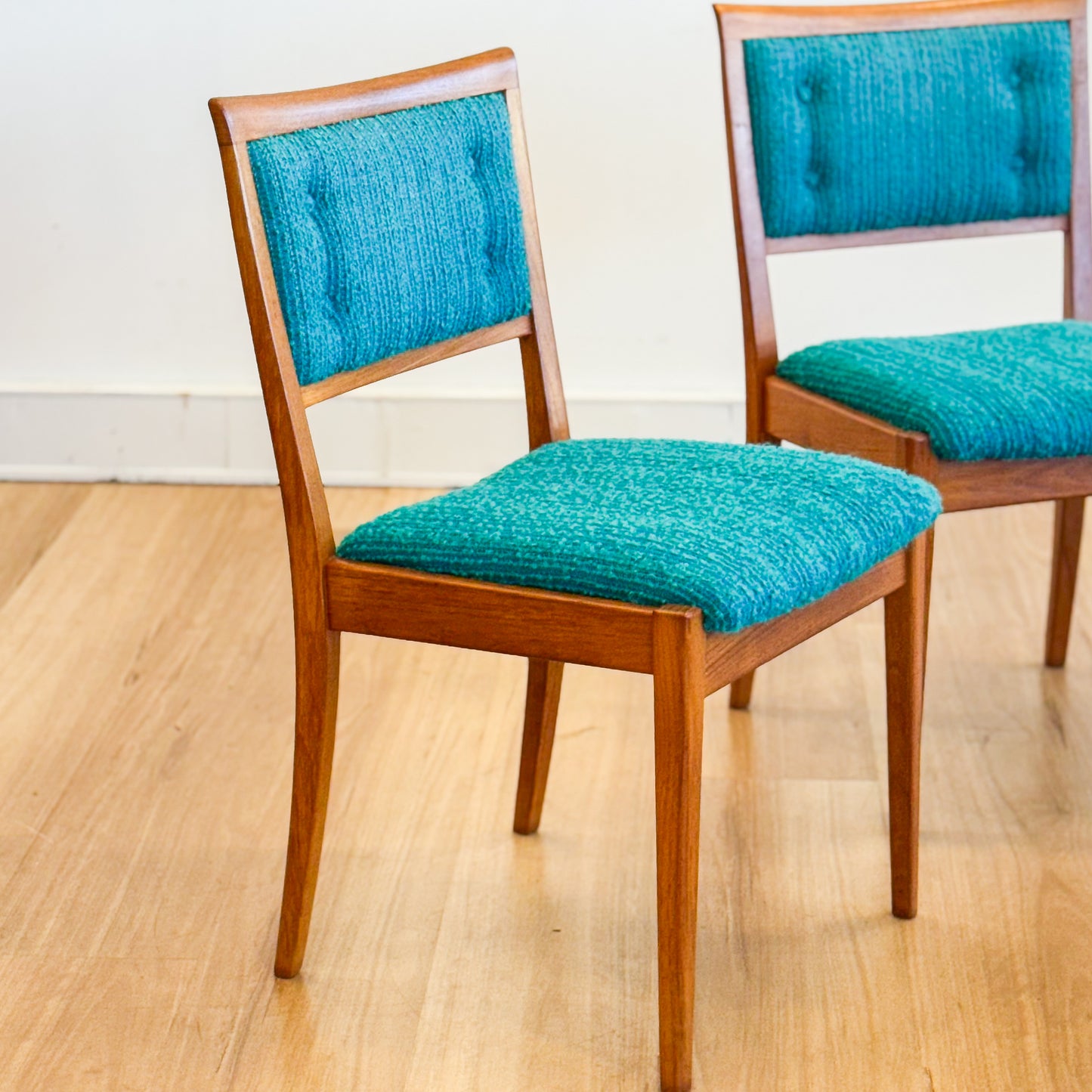Set of two Parker teal dining chairs