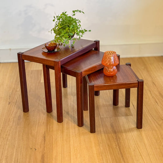 Set of three vintage rosewood nesting tables