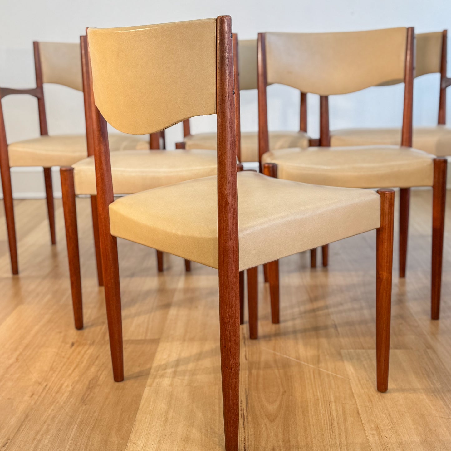 Set of six Parker Furniture dining chairs including two carvers
