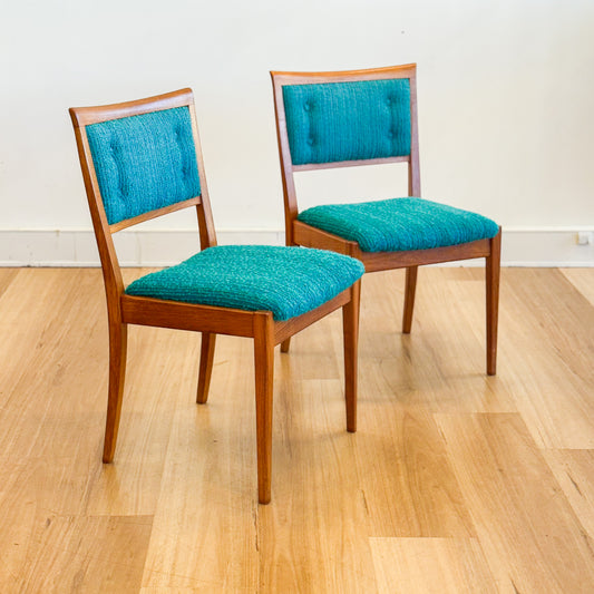 Set of two Parker teal dining chairs