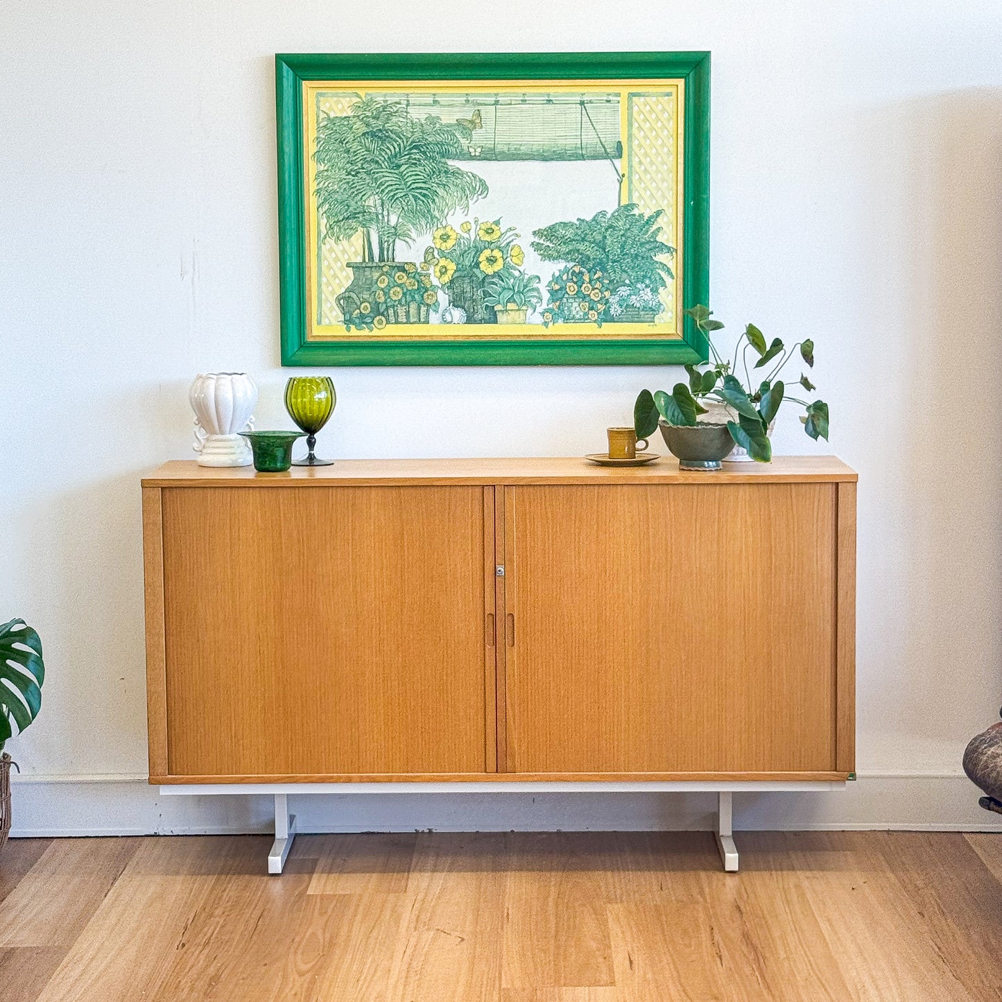Danish sideboard with accordion doors and internal filing cabinet