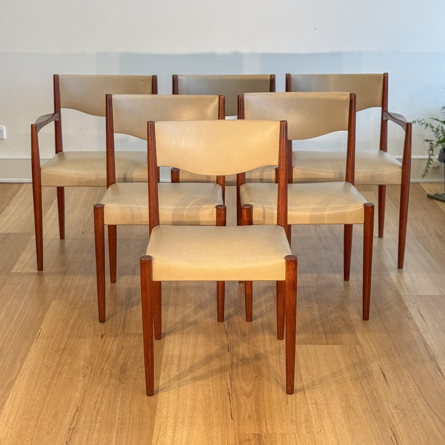 Set of six Parker Furniture dining chairs including two carvers