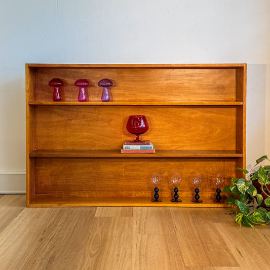 Vintage Australian hardwood long bookshelf