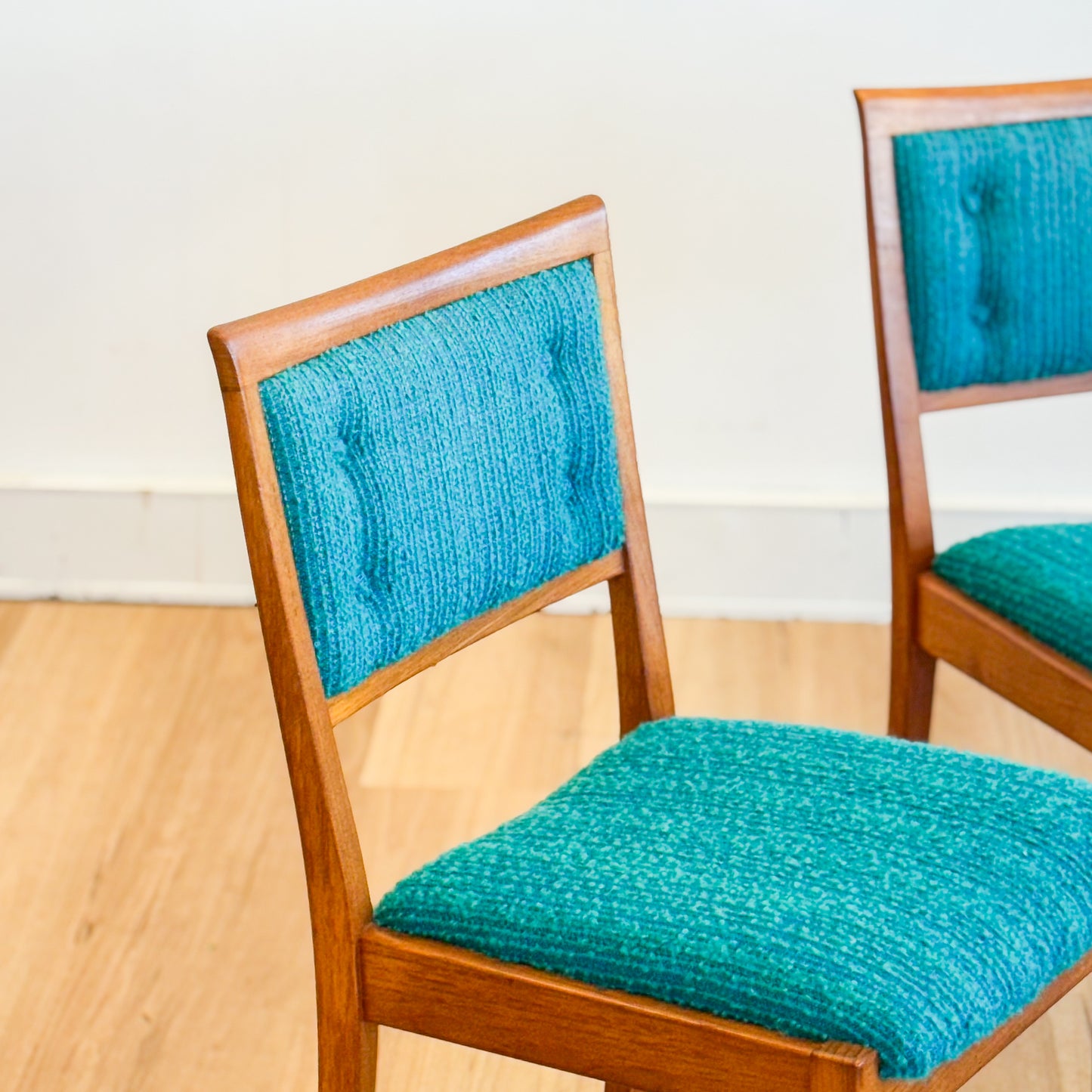 Set of two Parker teal dining chairs