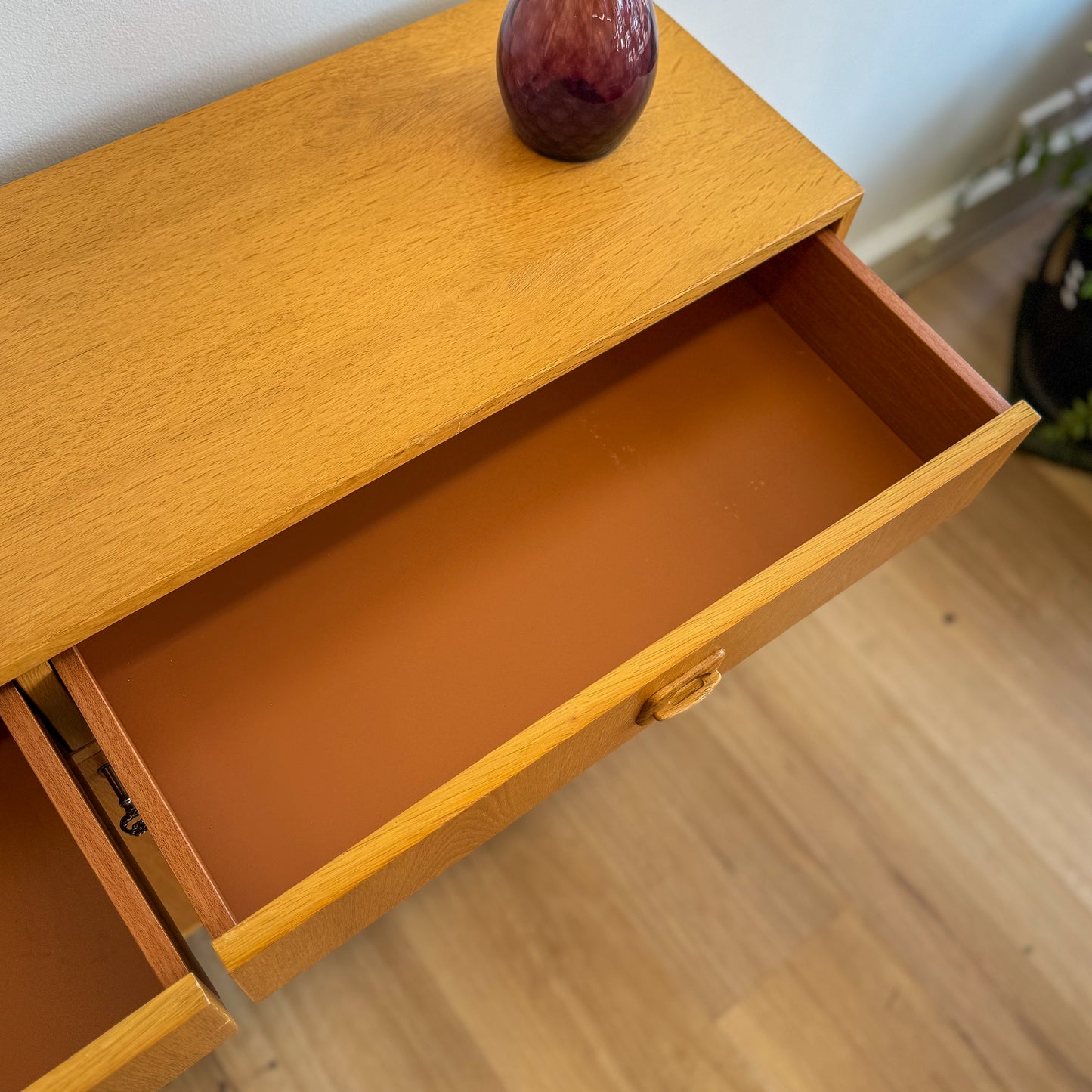 Danish Oak drop down cabinet