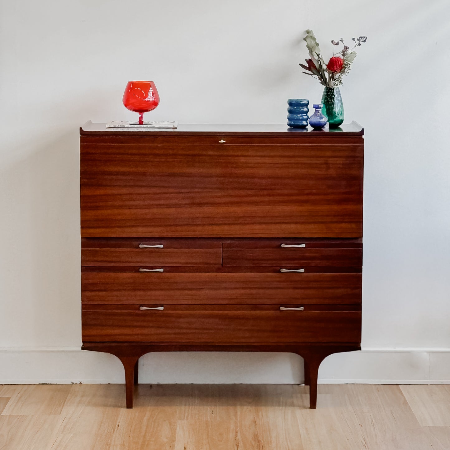 Mid Century Meredew Furniture Bureau Bookcase Teak Desk