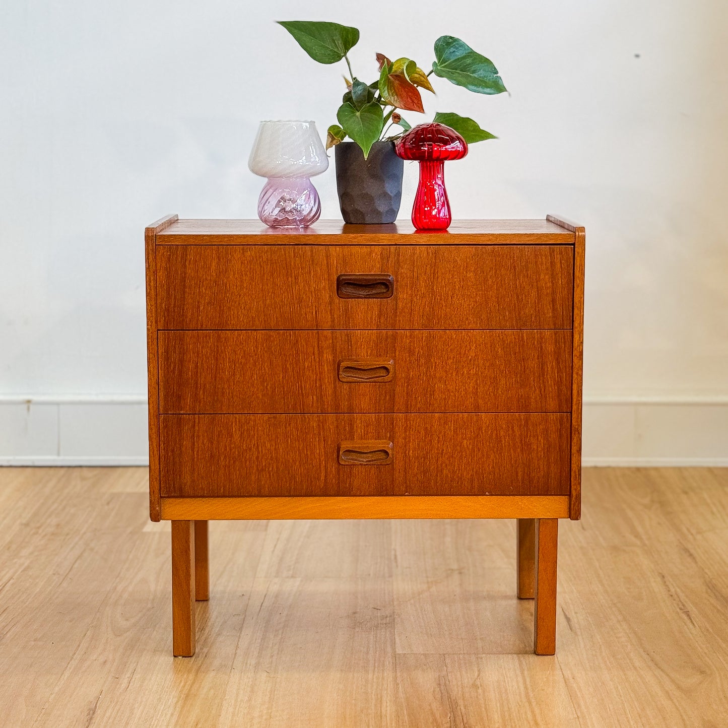 Mid century teak veneer bedside table