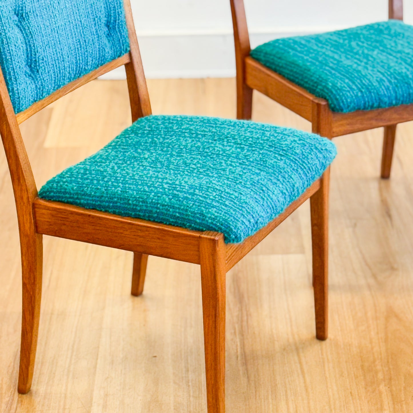 Set of two Parker teal dining chairs