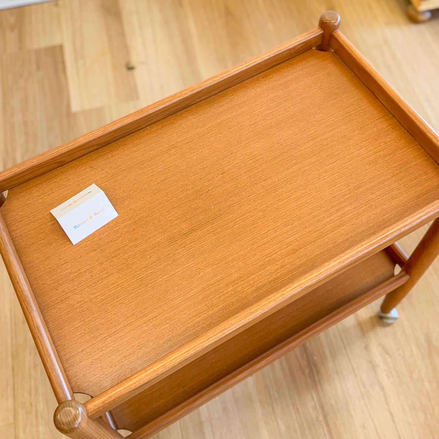 Vintage teak and veneer drinks trolley