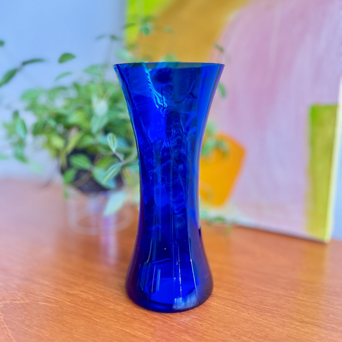 Vintage blue glass vase
